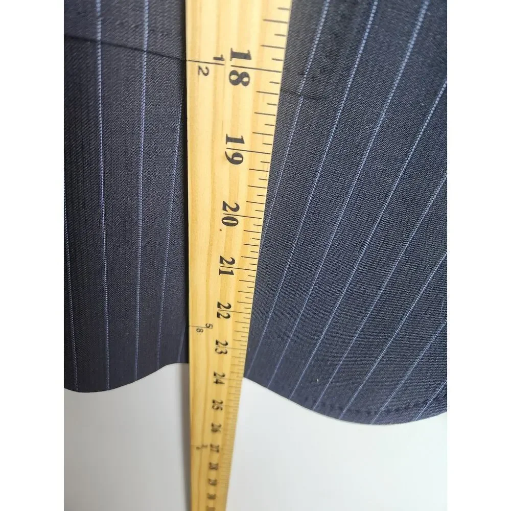 J Crew Vtg womens wool Blazer sz 8 navy pinstripe 1 button academic old money - Picture 9 of 10